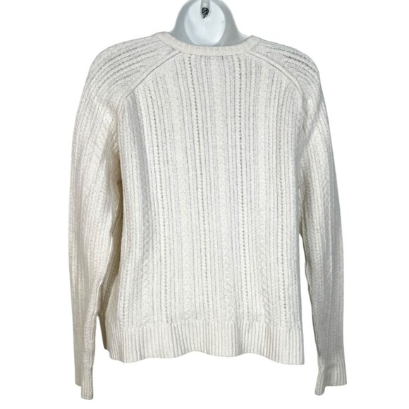 ATM Anthony Thomas Melillo Cable Knit Crew Neck Sweater Pullover Ivory Small - Picture 12 of 16